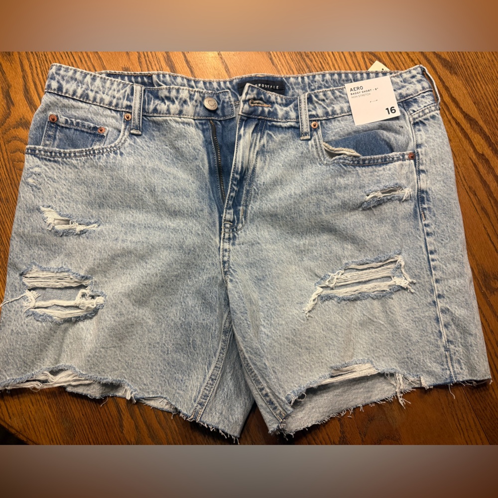 Aeropostale Blue Jean Shorts Distressed Light Wash